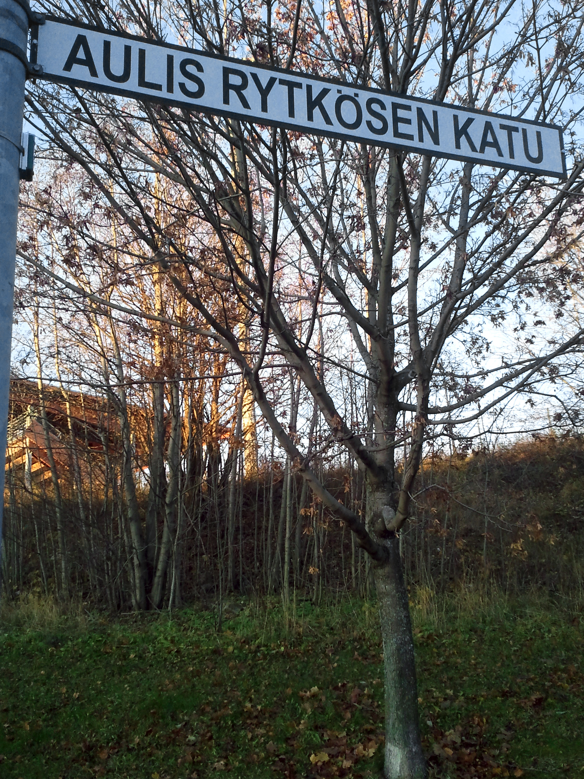 Aulis Rytkösen katu in Kuopio, Finland. Kuopion keskuskenttä -football stadium in the background.