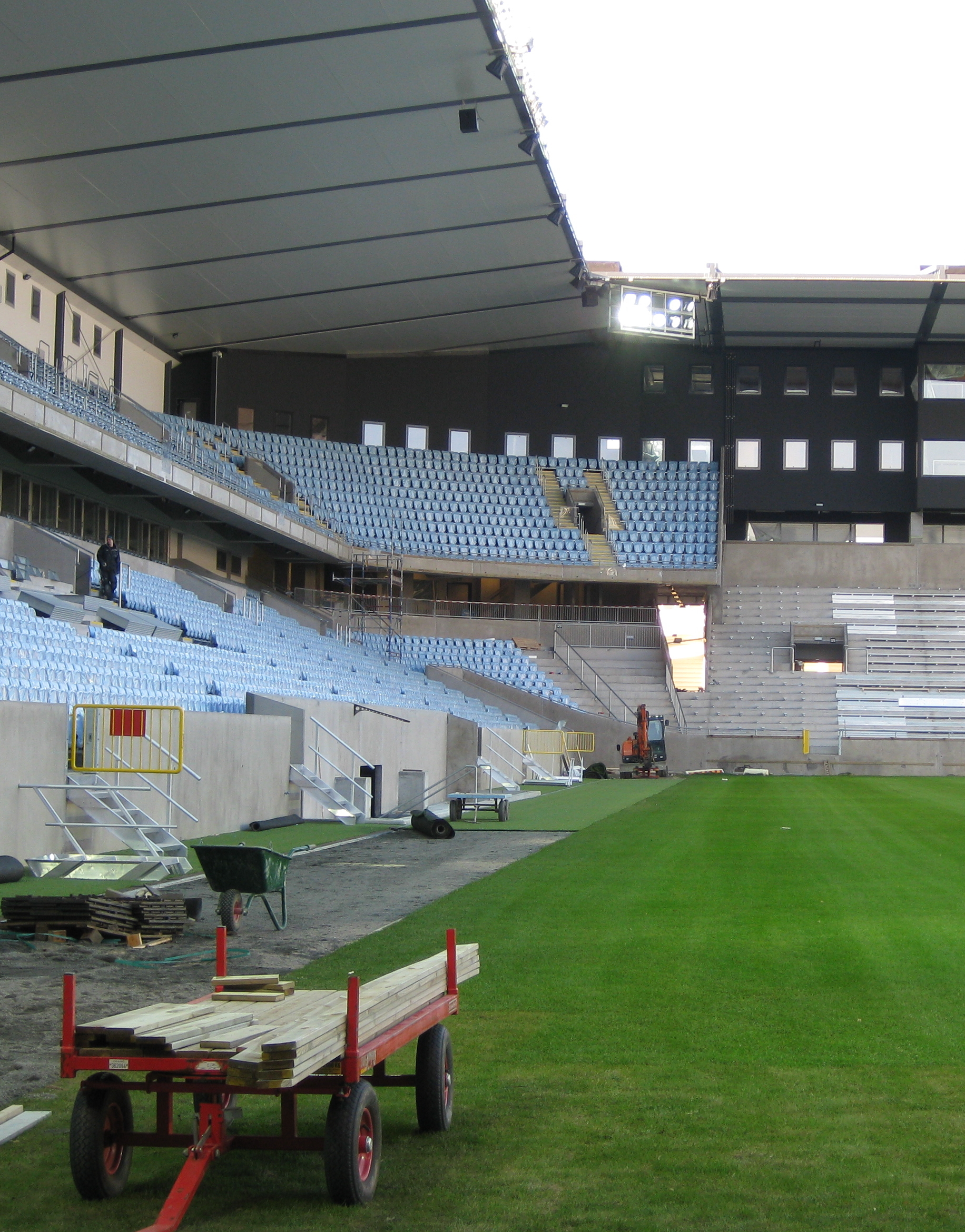 Inside Swedbank Stadion in Malmö, Sweden. Building in progress.
