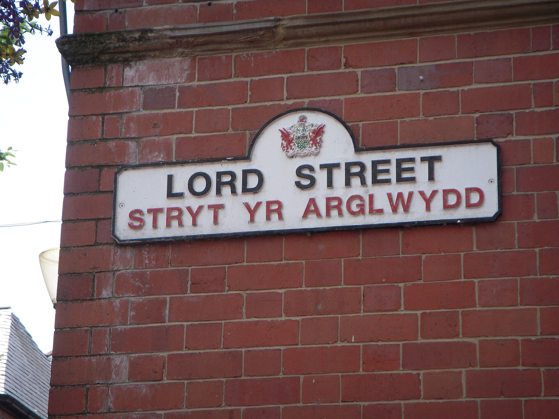 Street sign from Lord Street in Wrexham, Wales. July 13, 2011.
