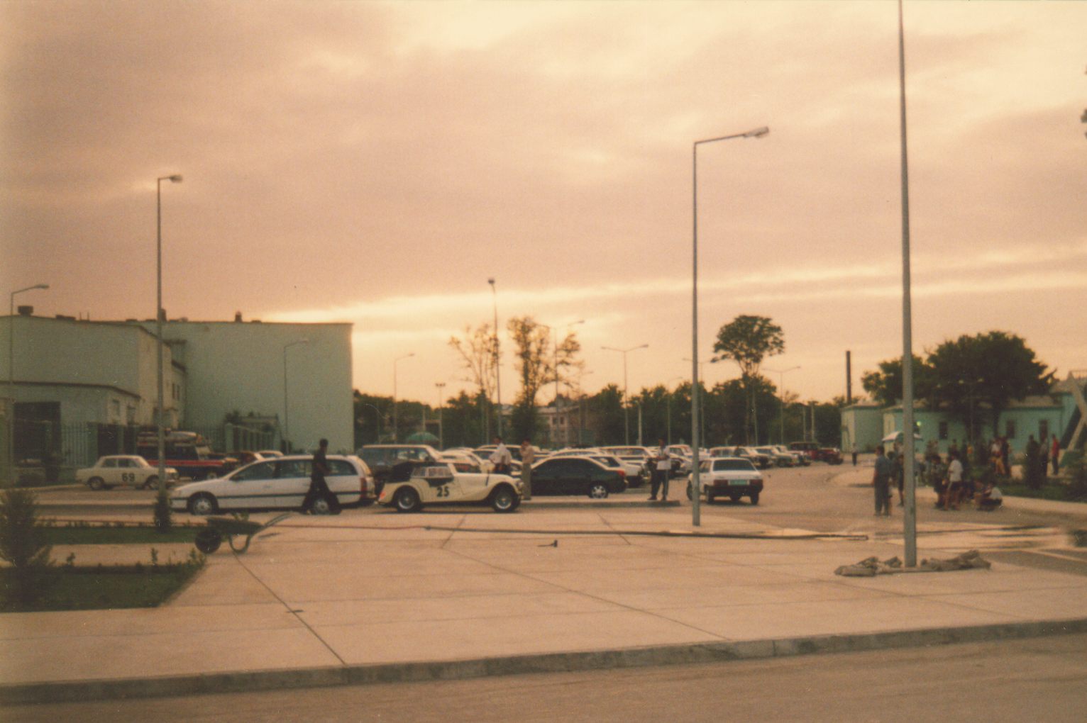 "Around the world in 80 days" motor challenge competitors On "Kopetdag" stadium parking. Ashkhabad, Turkmenistan.