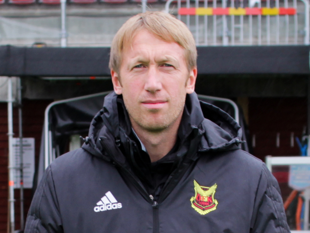 Graham Potter at Östersunds FKs stadium Jämtkraft Arena (Cropped version).