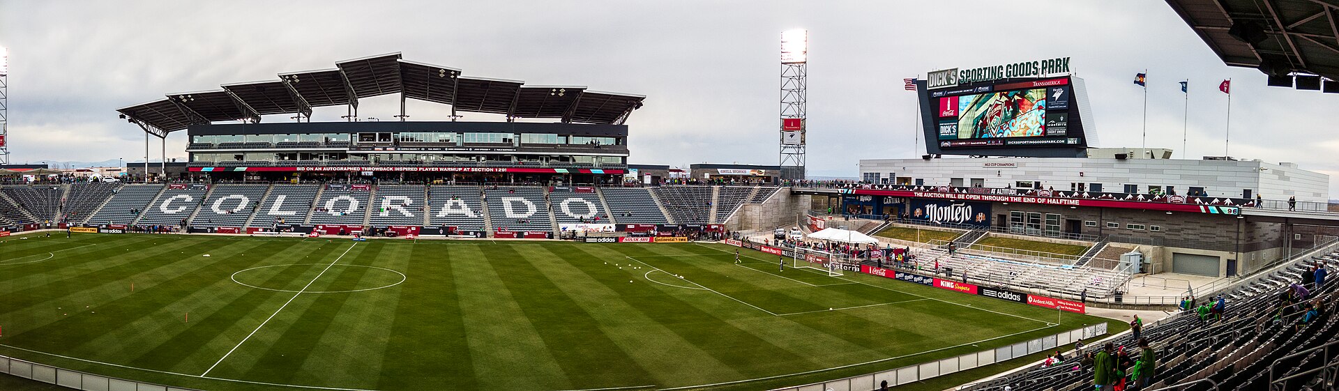 Wide angle shot of the stadium looking west