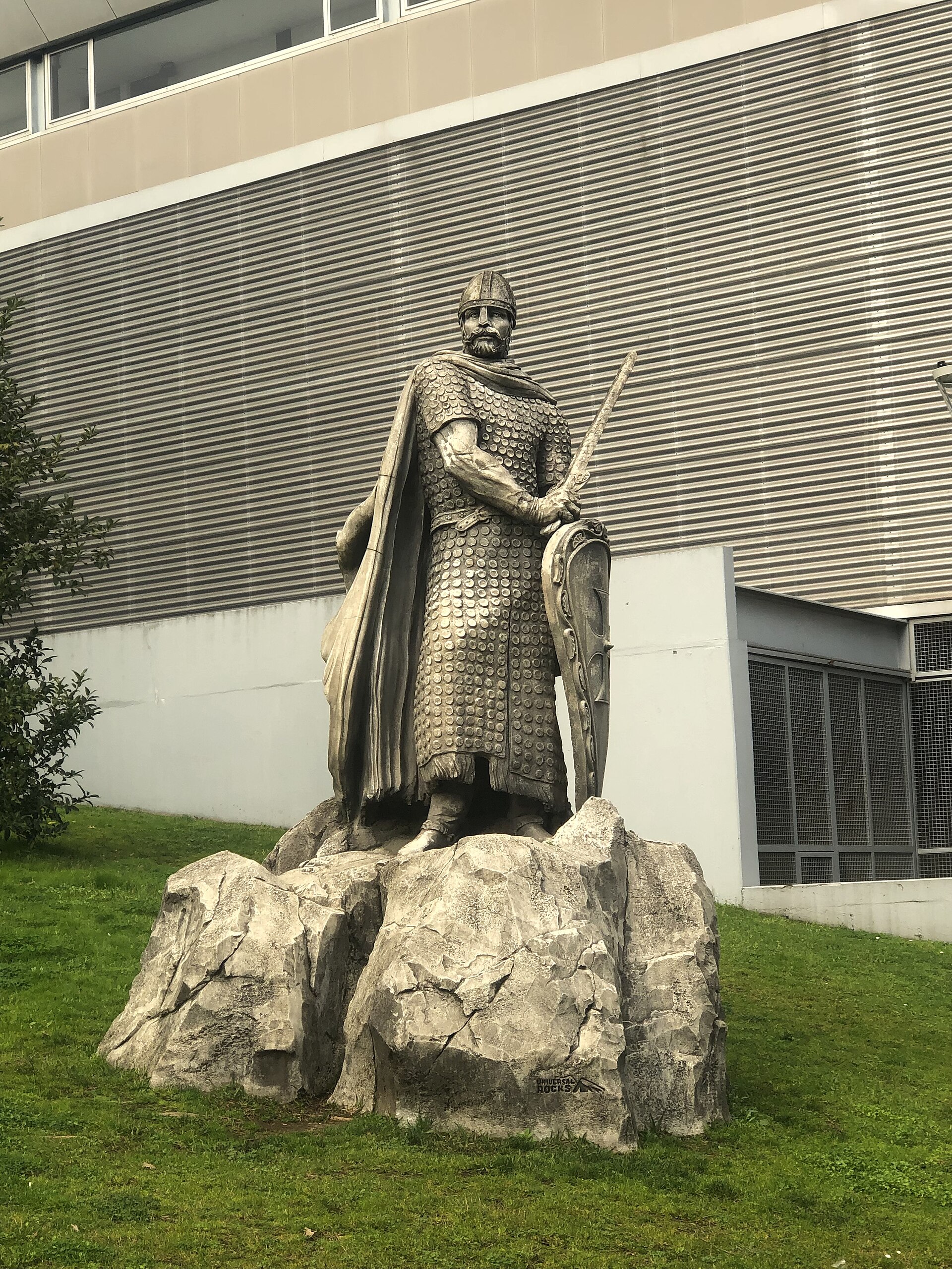Statue of Dom Afonso Henriques next to the Afonso Henriques Stadium, in Guimarães, Portugal