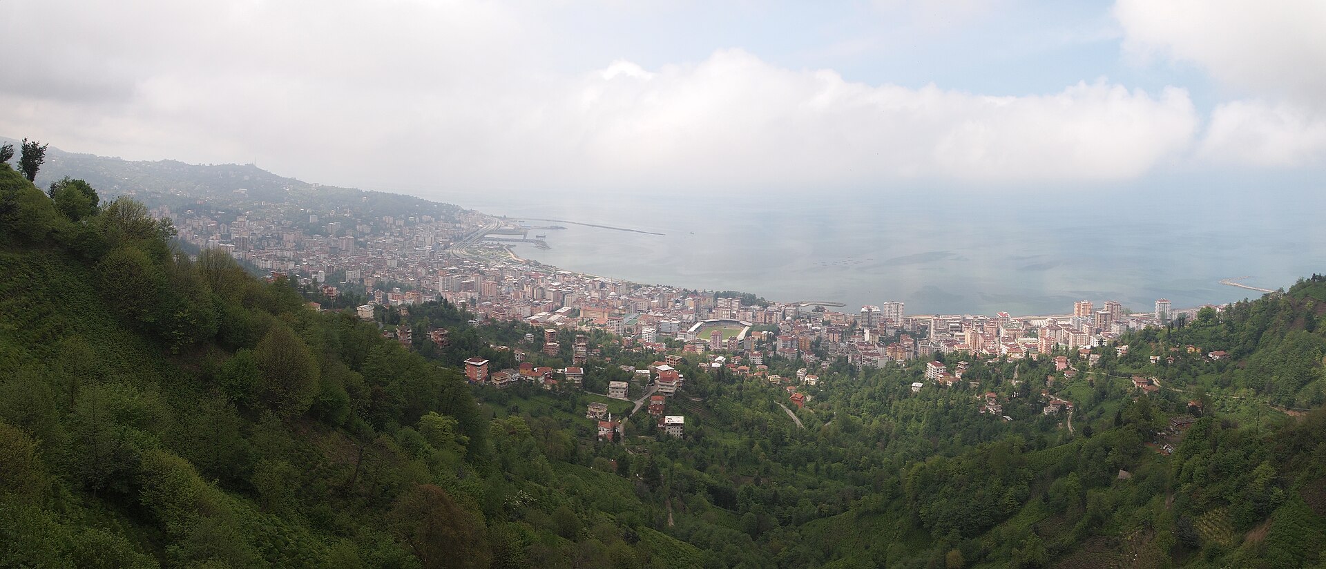 A small panorama of Rize from Tea Mountain. Most of the mountain slopes are covered by tea, as you might expect from the name (I don't actually know for certain that this is the proper name, but that's what all my friends called it).