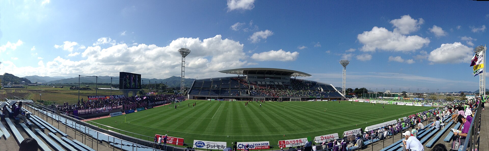 The panoramic photograph of Tottori Bird Stadium (a.k.a Tottori Bank Bird Stadium). J. League Division 2 ,Gainare Tottori vs Kyoto Sanga F.C., 6 October, 2013（After correction）