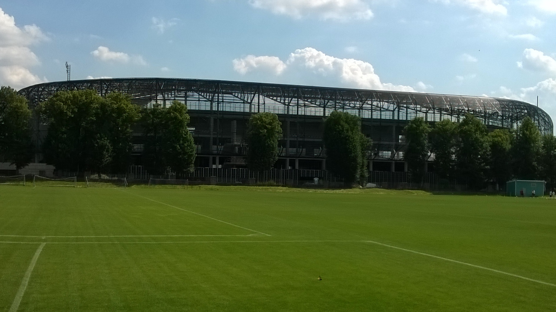 Stadion im. Ernesta Pohla w trakcie przebudowy, stan na dzień 27 VI 2014. Widok od strony ulicy Chłopskiej.