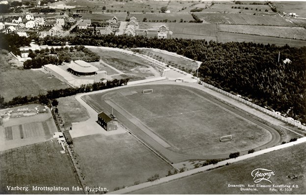 Football and track and field athletics stadium Påskbergsvallen located in Varberg in 1932