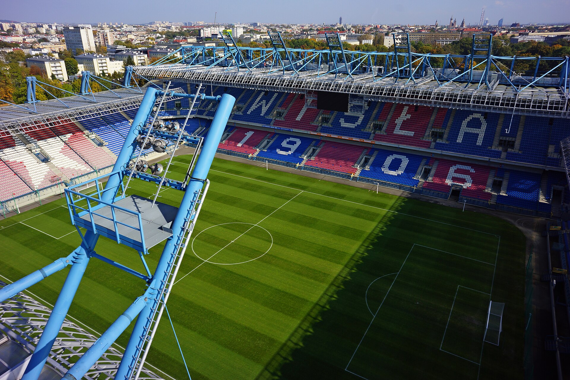 Aerial view of Wisla Krakow football stadium