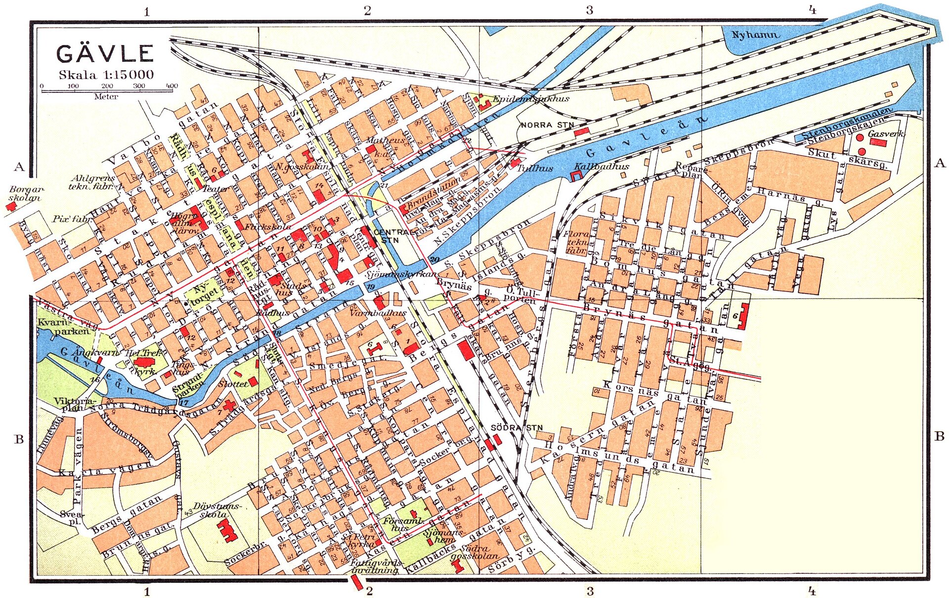 Map of Gävle, Sweden.