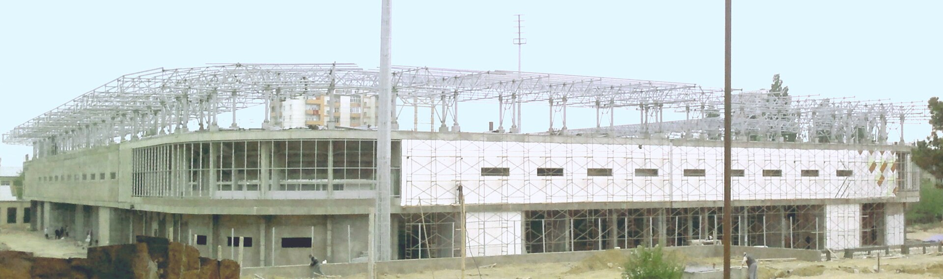 Eighth Kilometer District Stadium whilst under construction, dated to April of 2012. The stadium is located in Baku, Azerbaijan.