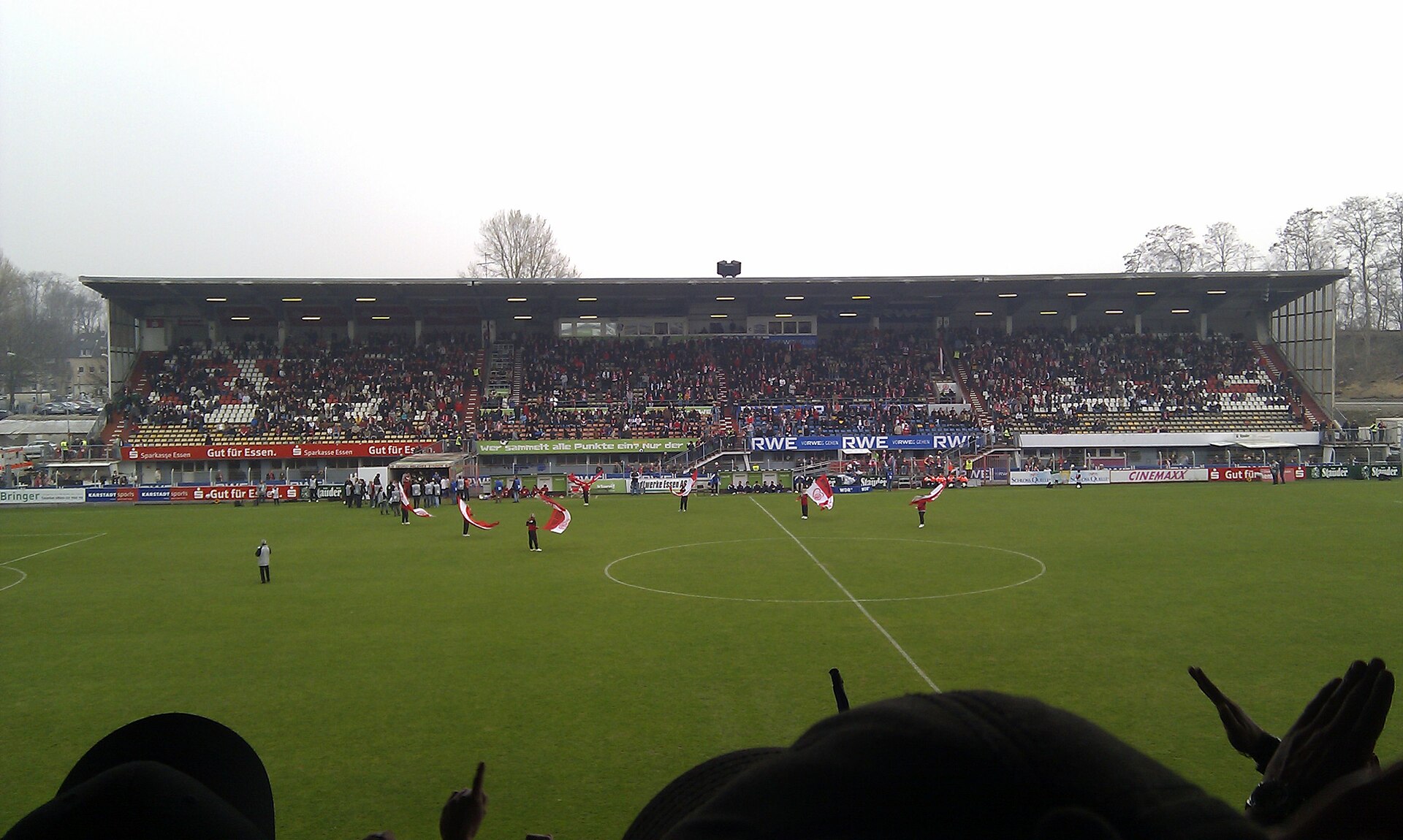 The southern tribune of Georg-Melches-Stadium in Essen, GER, seen from northern tribune.