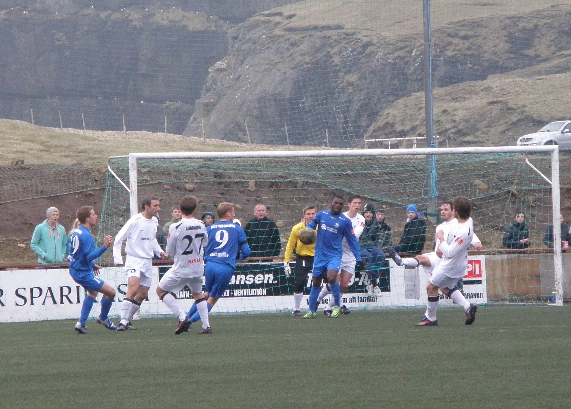 This photo is from the match between FC Suðuroy and EB/Streymur in the Faroe Islands Cup (Løgmanssteypið). The match was played Vesturi á Eiðinum Stadium in Vágur. The result was 1-4. EB/Streymur won the match. The match was played on the Flagday 25 April 2010.