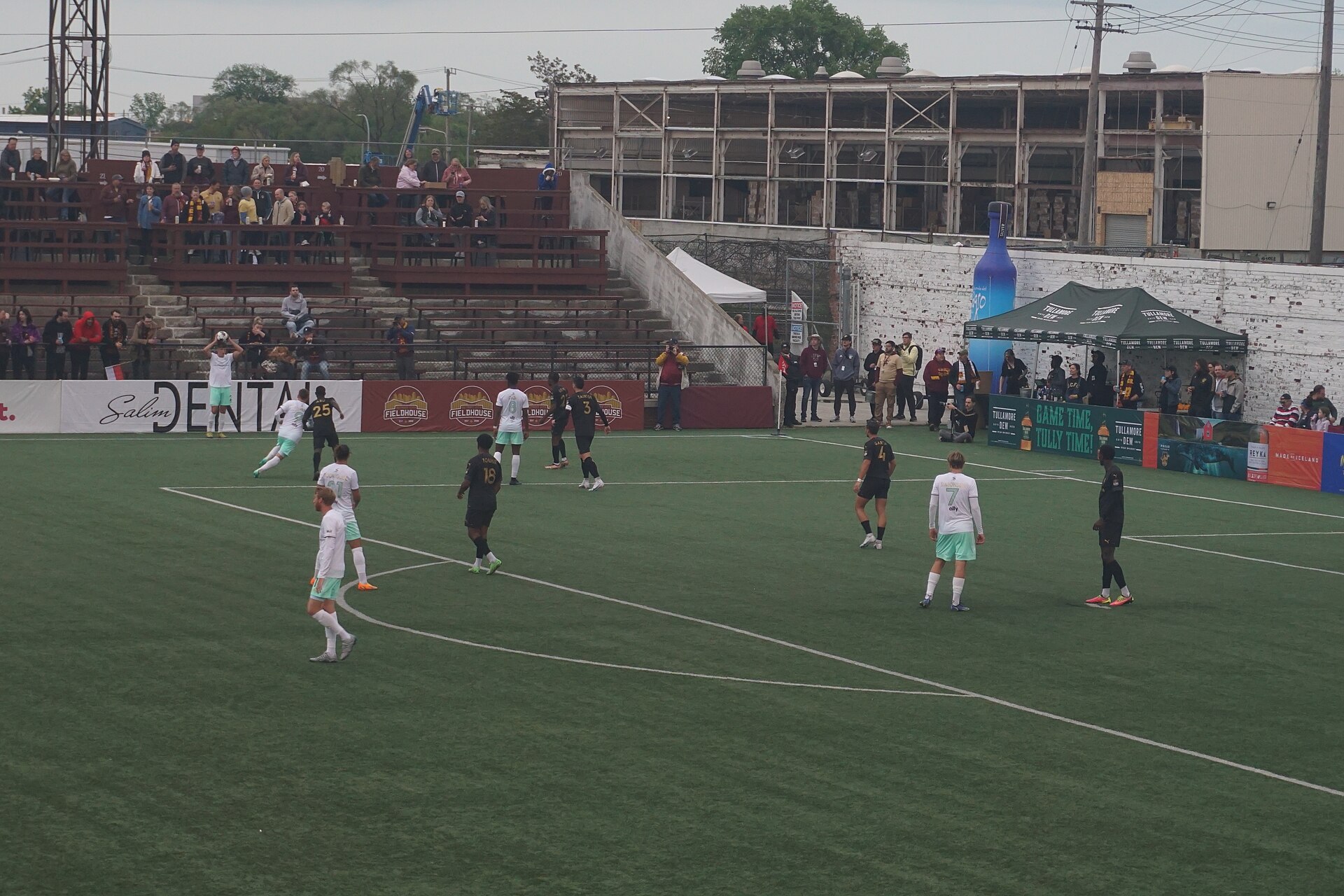 A throw-in during the Detroit City FC v. San Antonio FC soccer match at Keyworth Stadium in Hamtramck , Michigan ( United States ). Detroit City won 1–0.
