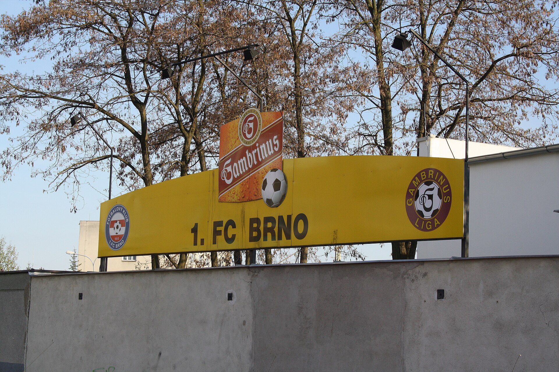 Banner of 1. FC Brno on Srbská stadion.