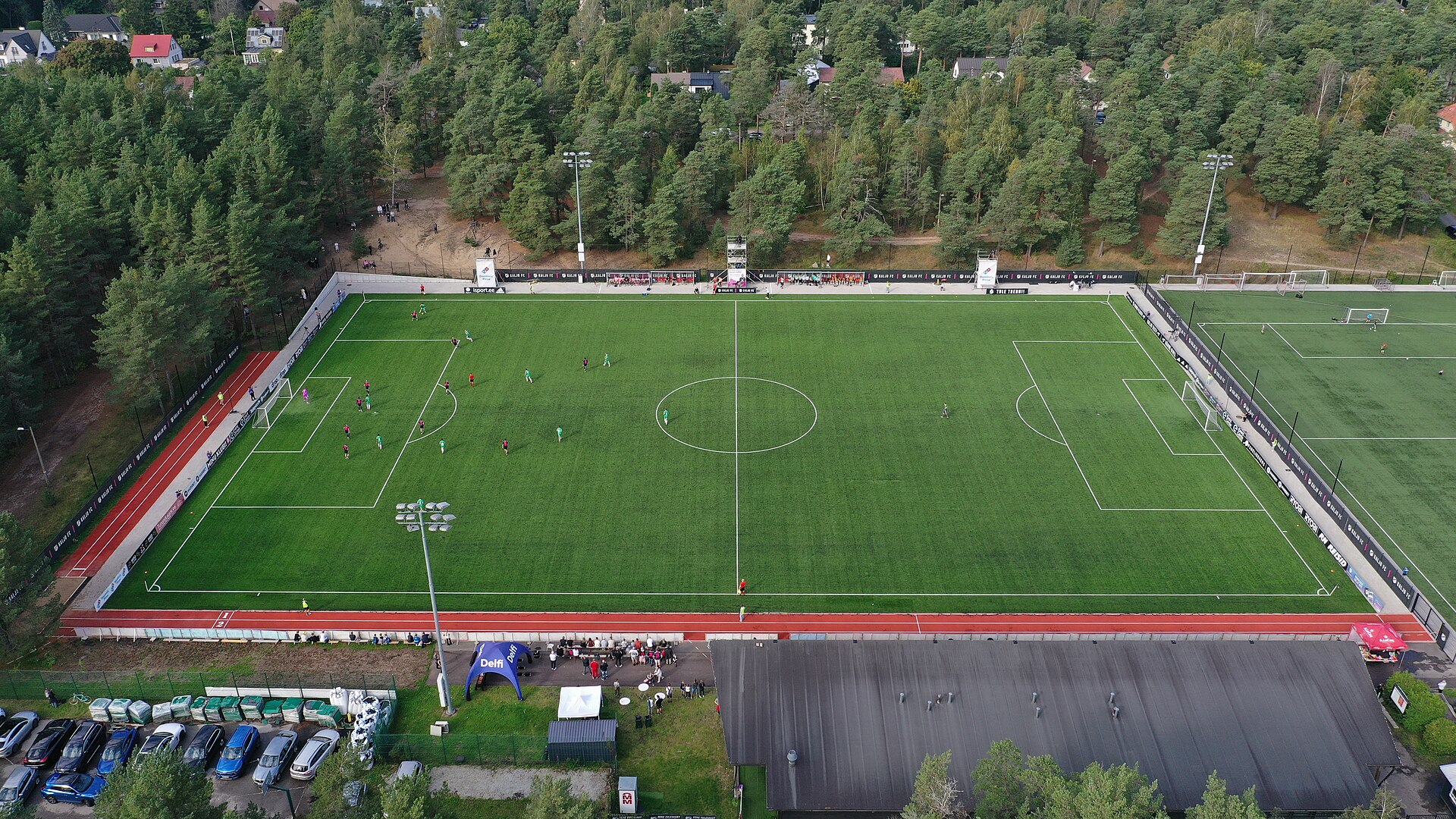 Hiiu staadion hosting the Estonian Premium Liiga match between Nõmme Kalju FC and Tallinna FCI Levadia