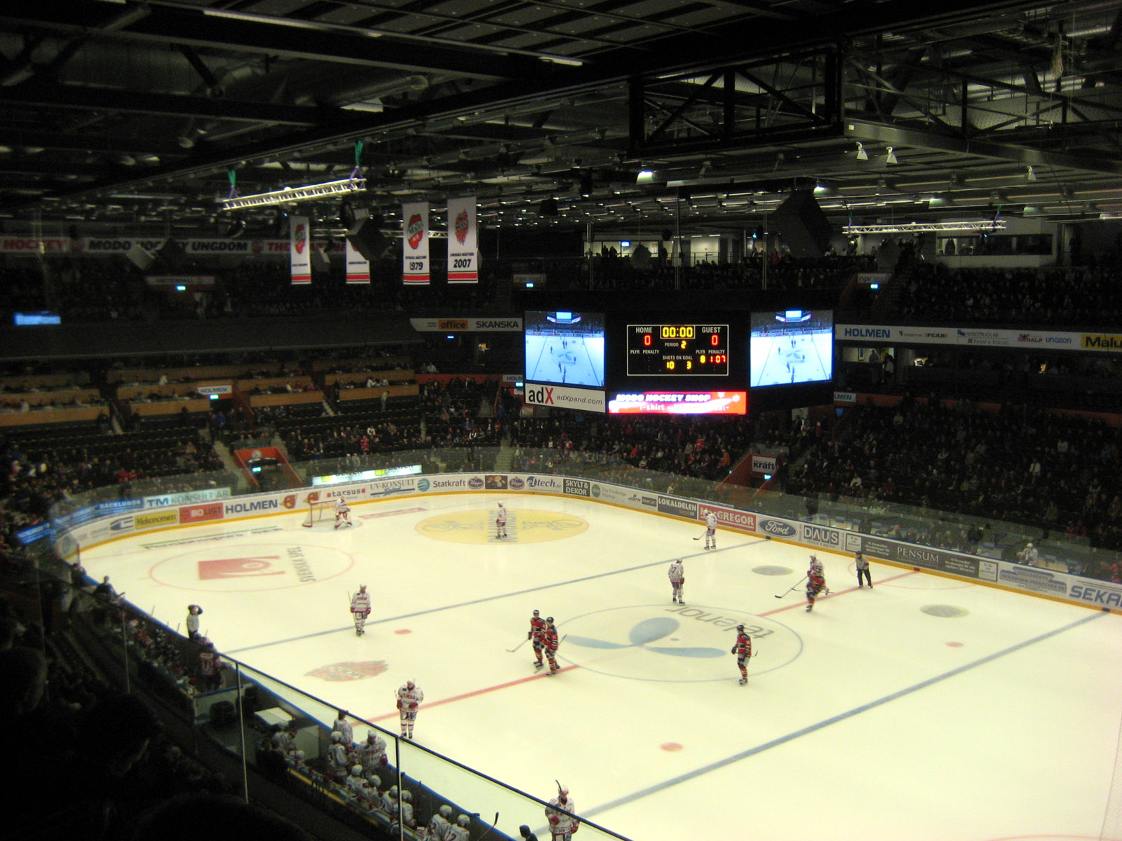 Inside Swedbank Arena in Örnsköldsvik, Sweden during the Swedish Elite League game Modo Hockey-Timrå IK (2-0)