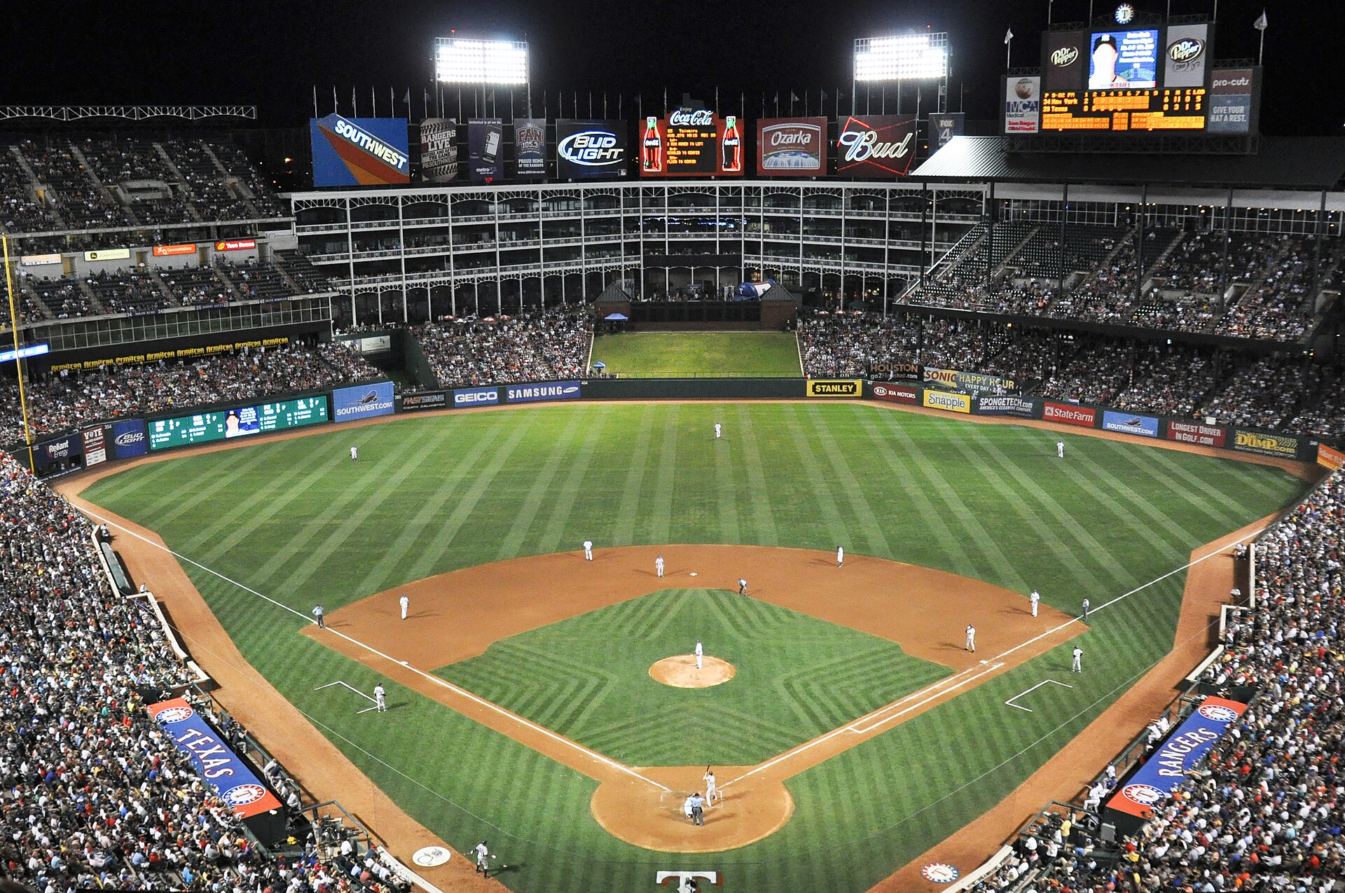 The Ballpark in Arlington home of the Texas Rangers during a game against the New York Yankees .