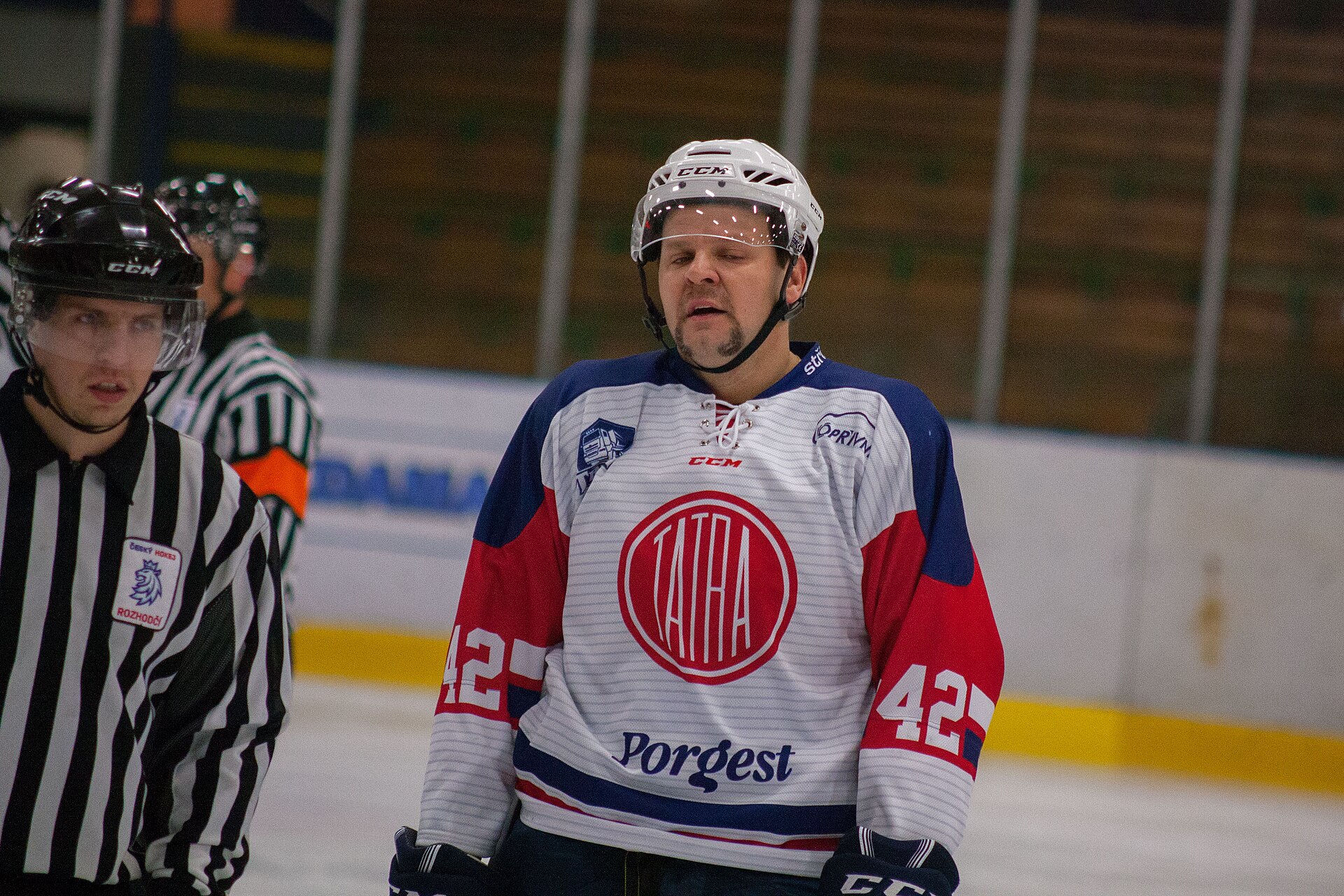 Czech Second hockey league match between HC Orlová and HC Tatra Kopřivnice (in red) played on 10 November 2018