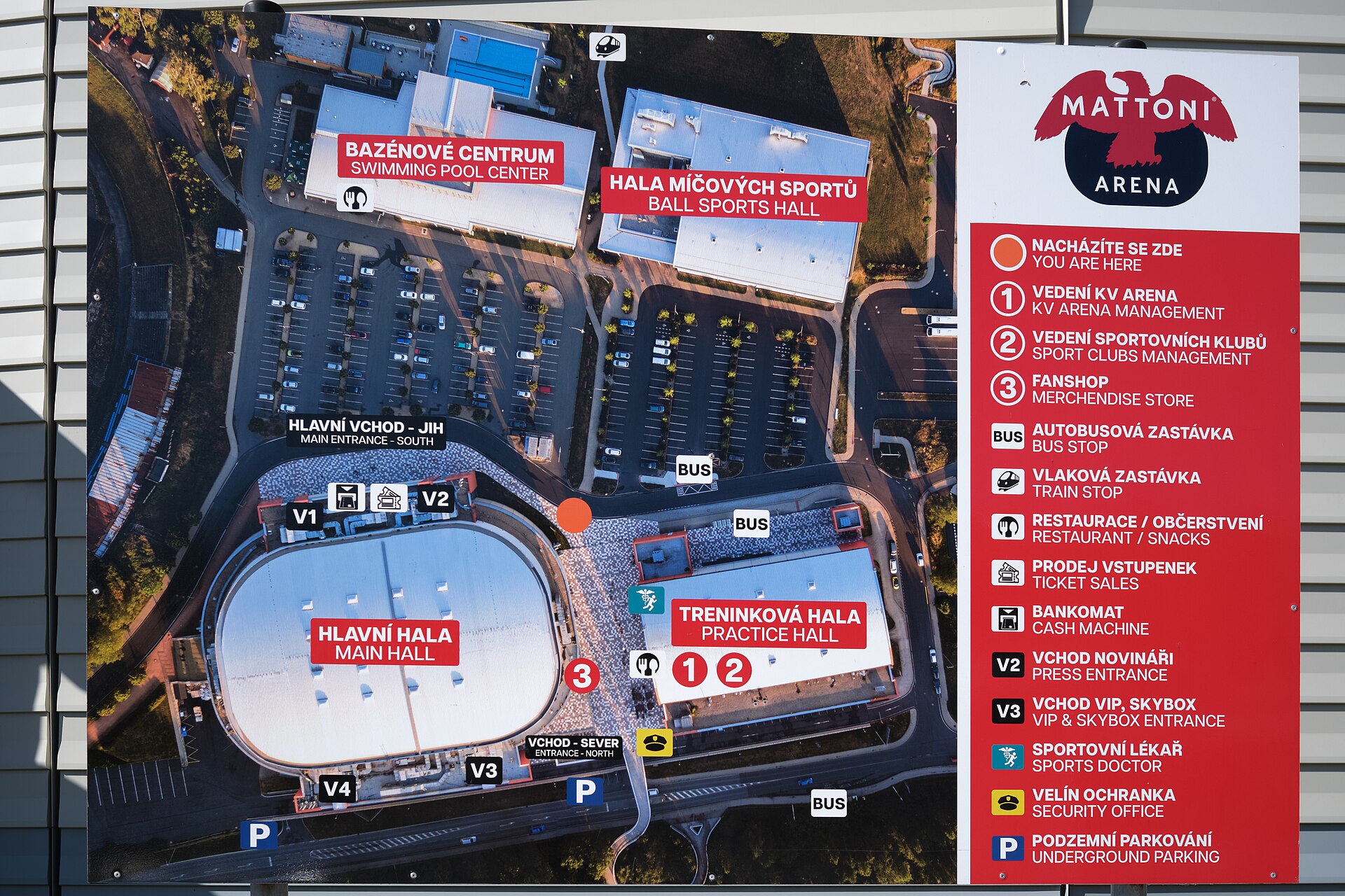 Mapa sportovního areálu u Mattoni Areny v karlovarských Tuhnicích