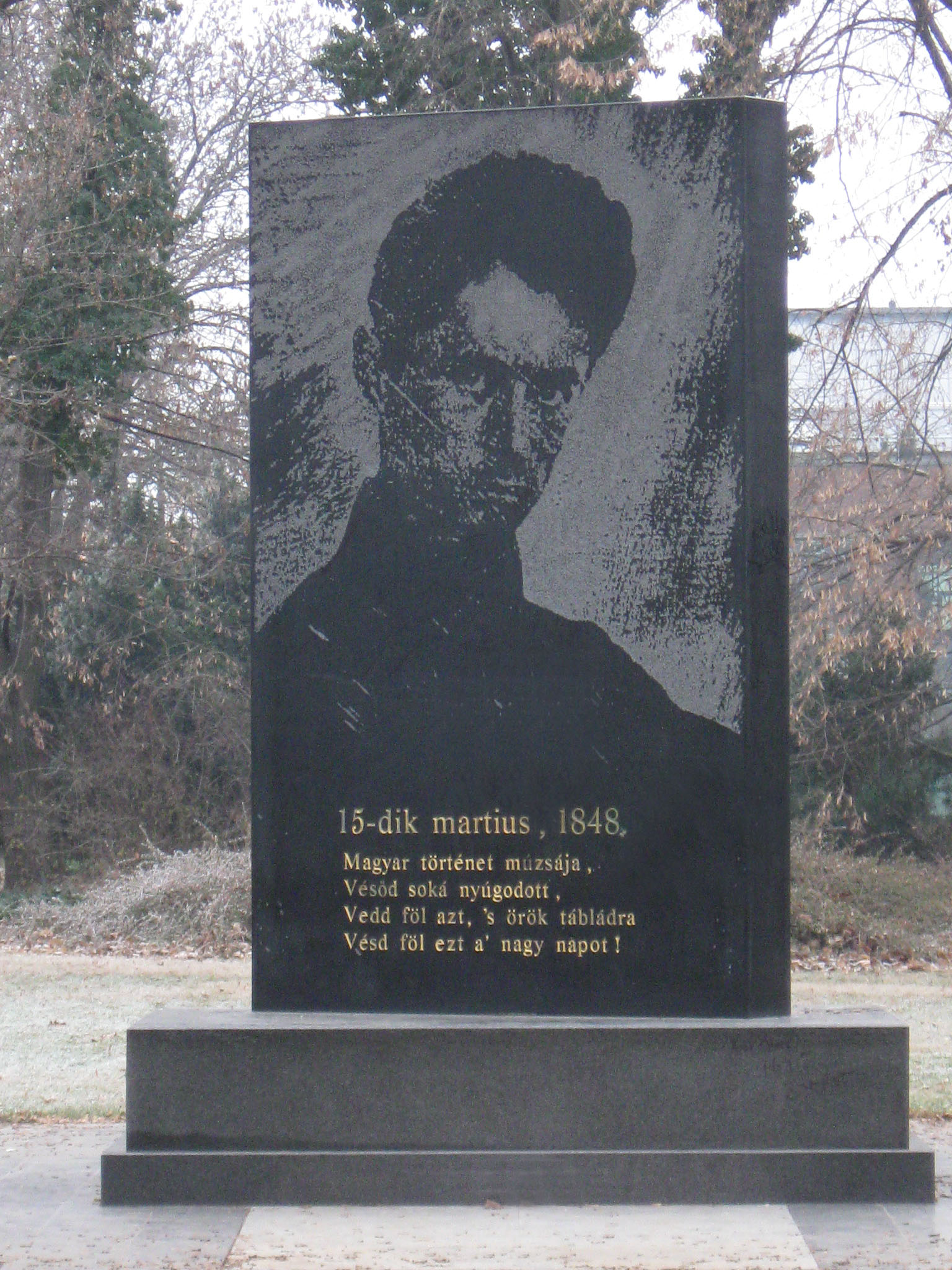Memorial of the 1848-49 Revolution, Sándor Petőfi, Hungarian poet - Budapest, 18. distr. Kossuth square Sculptor: Gyula Pauer (1998)