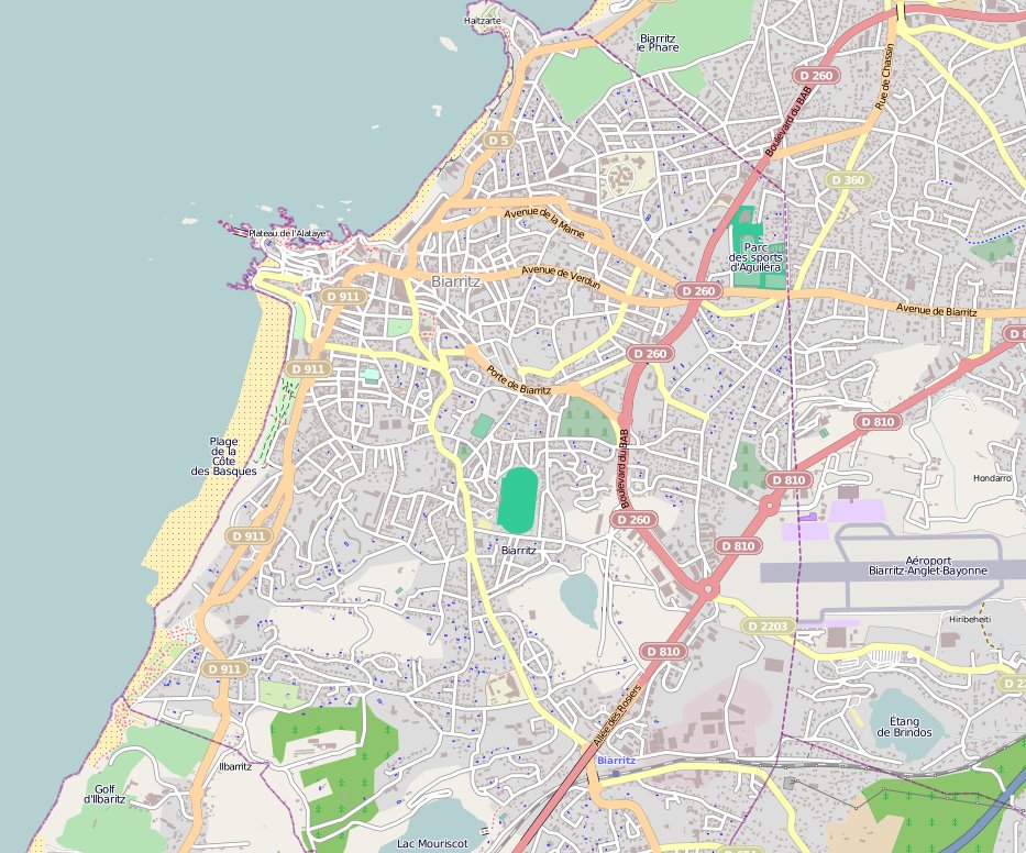 Location map of Biarritz city. Basque Country.