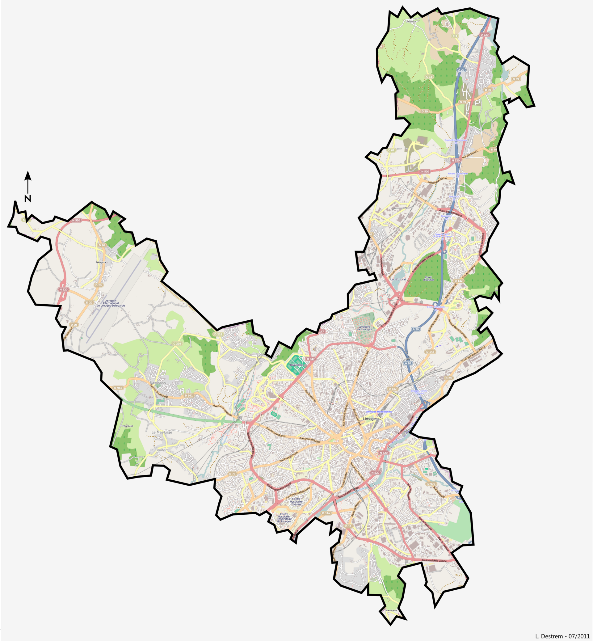 Carte de la commune de Limoges
