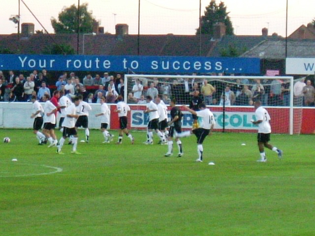 Dagenham & Redbridge FC Half-time warm-up in a friendly match between Dagenham & Redbridge and Fulham FC. That's the Fulham side and they won 1-0.