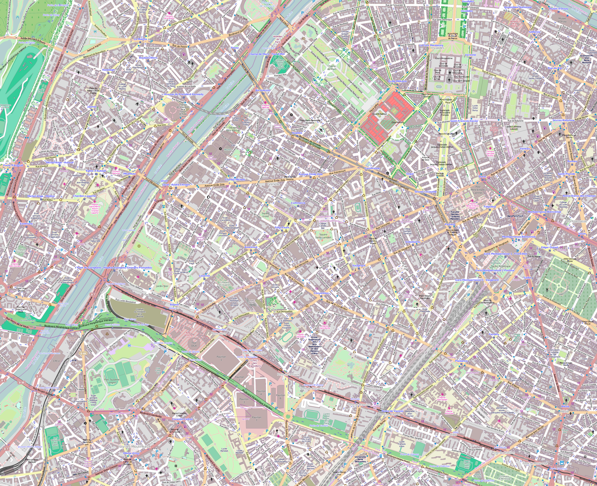 Map Paris 15th arrondissement.