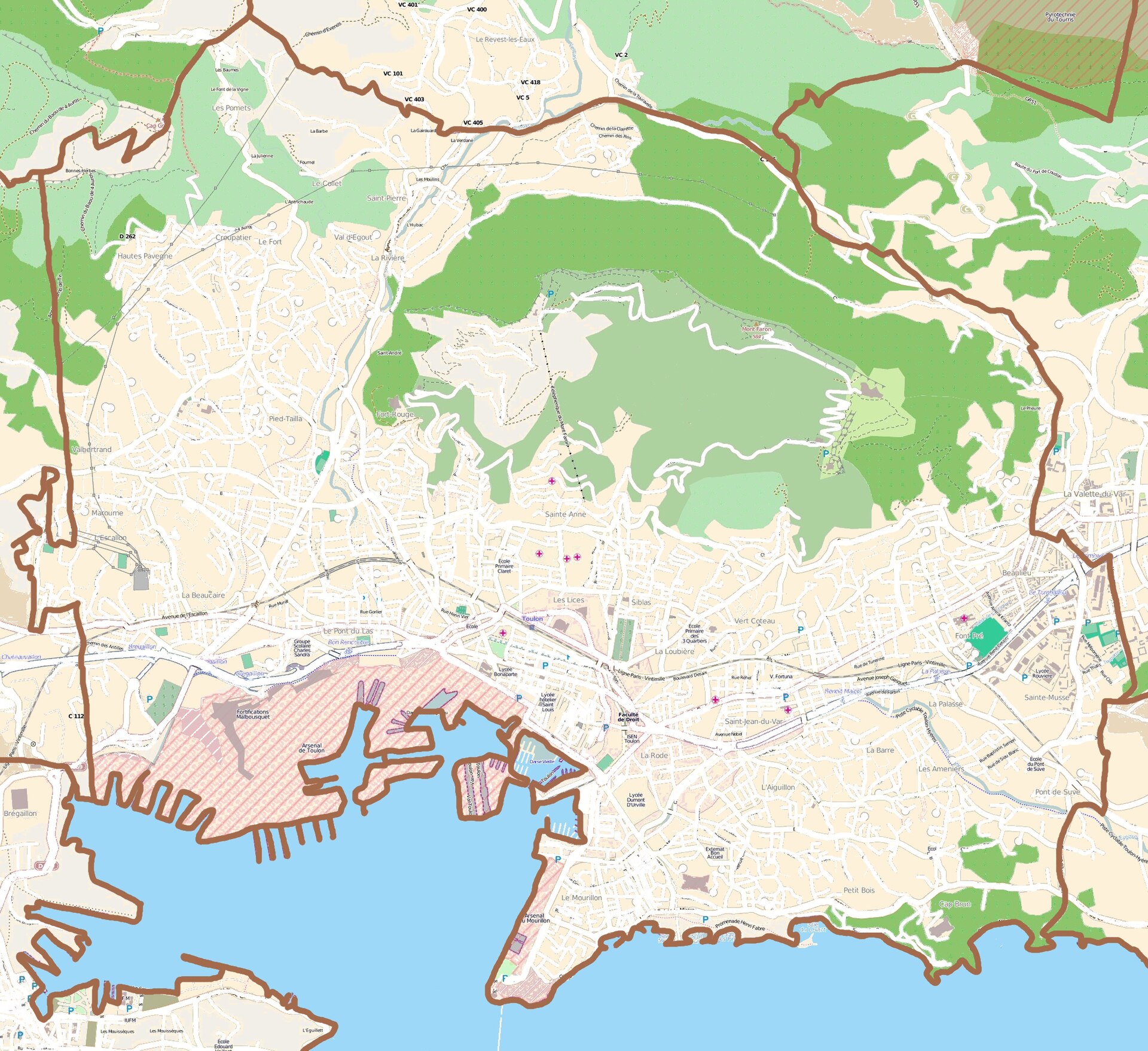 Map of Toulon, France
