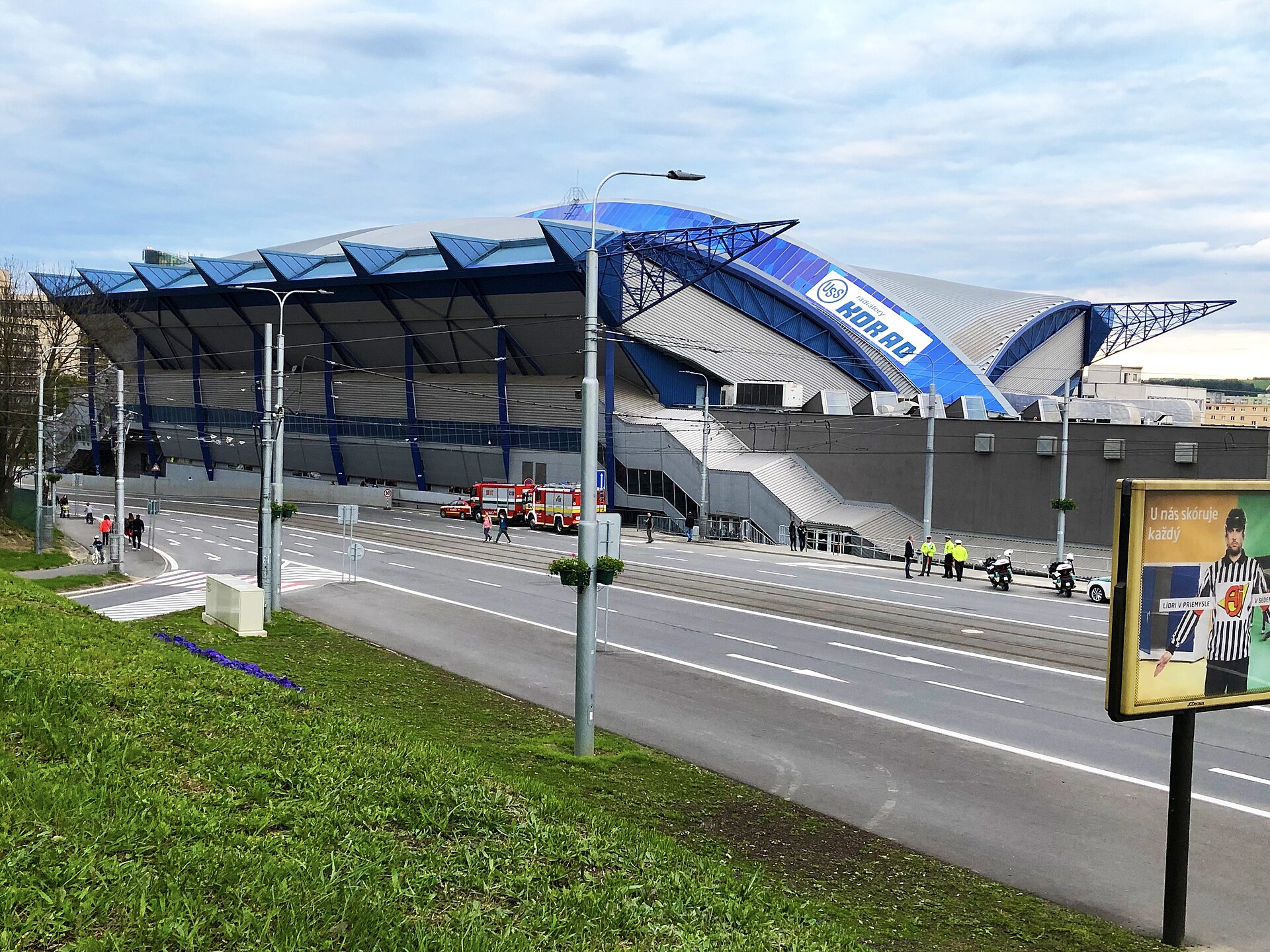 Complete view of ice hockey stadium called Steel Arena in Košice, Slovakia