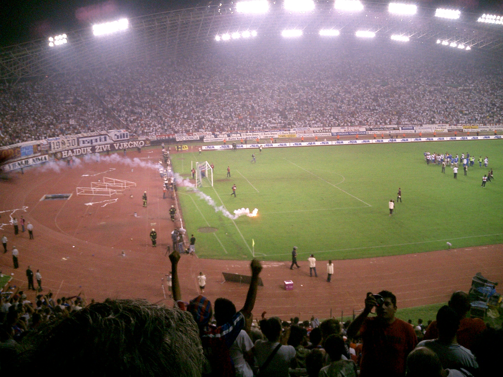 End of the match between Hajduk Split - Dinamo Zagreb. 2-2 after very rough game that saw Hajduk Split ending with ten players at the end.