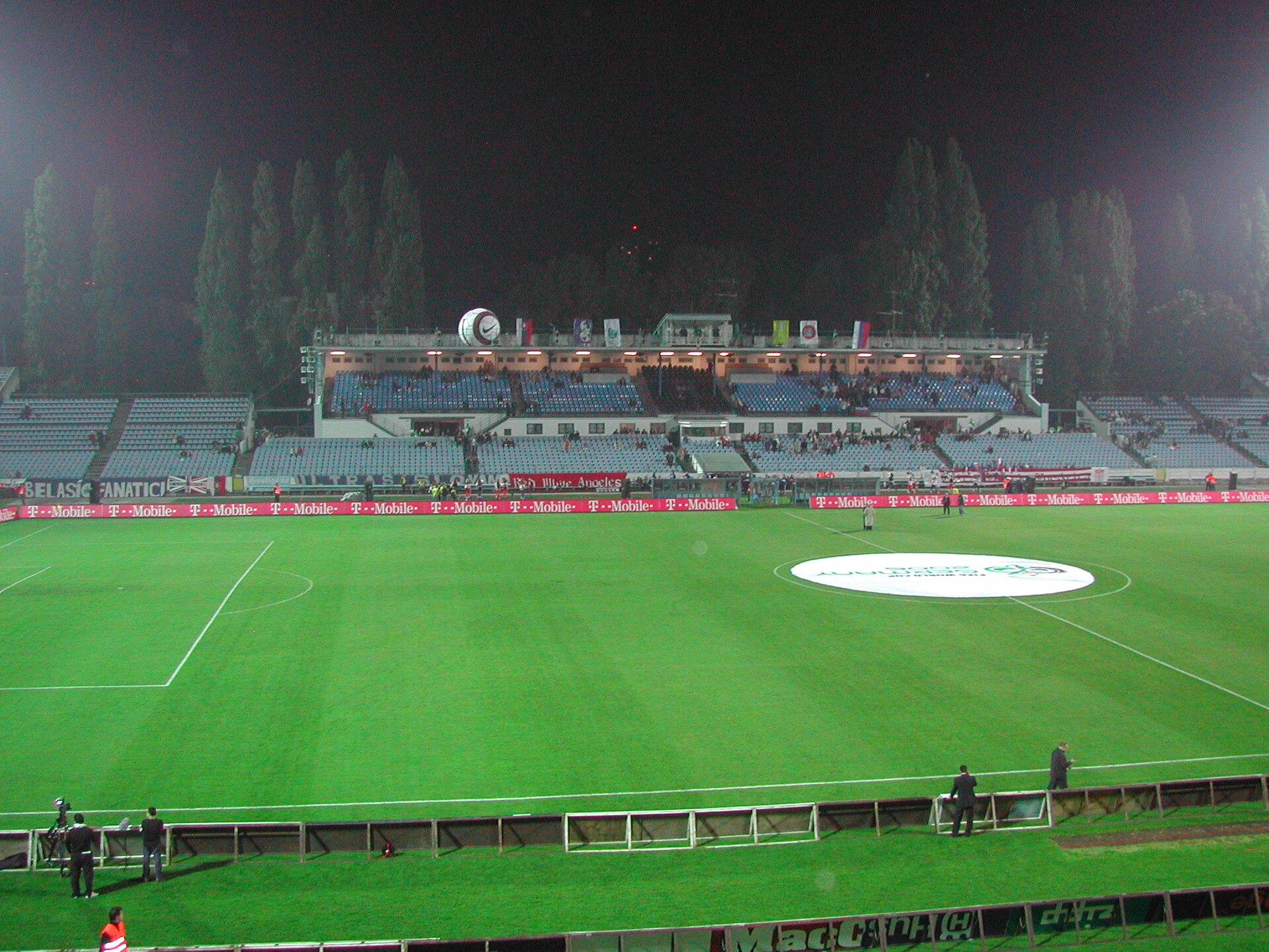 This picture shows the pitch and the a stand of Tehelné pole, a football ground in Bratislava, Slowakia.