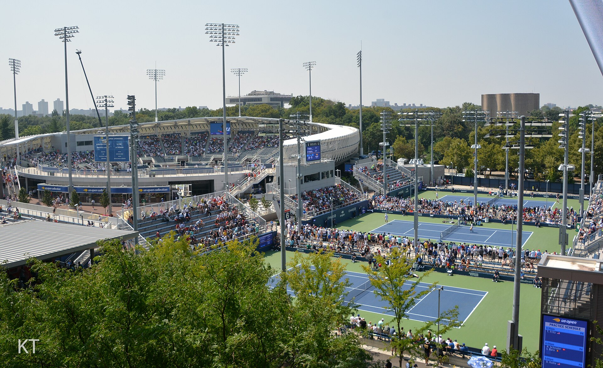 Grandstand, and Courts 6, 5 & 4. US Open 2018 – Tuesday, 28th August 2018.