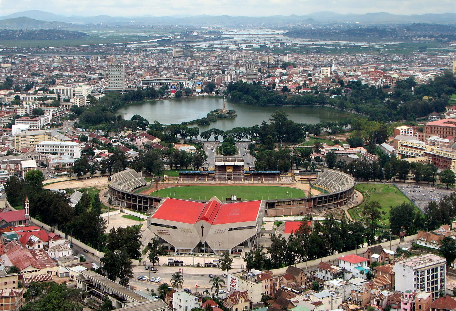 Antananarivo - Mahamasima Stadium and Anosy lake, Madagascar