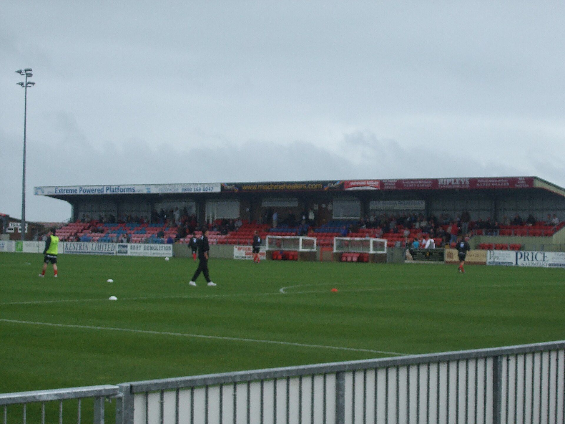 Main Stand of Eastbourne Borough FC at Langney Sports Club .