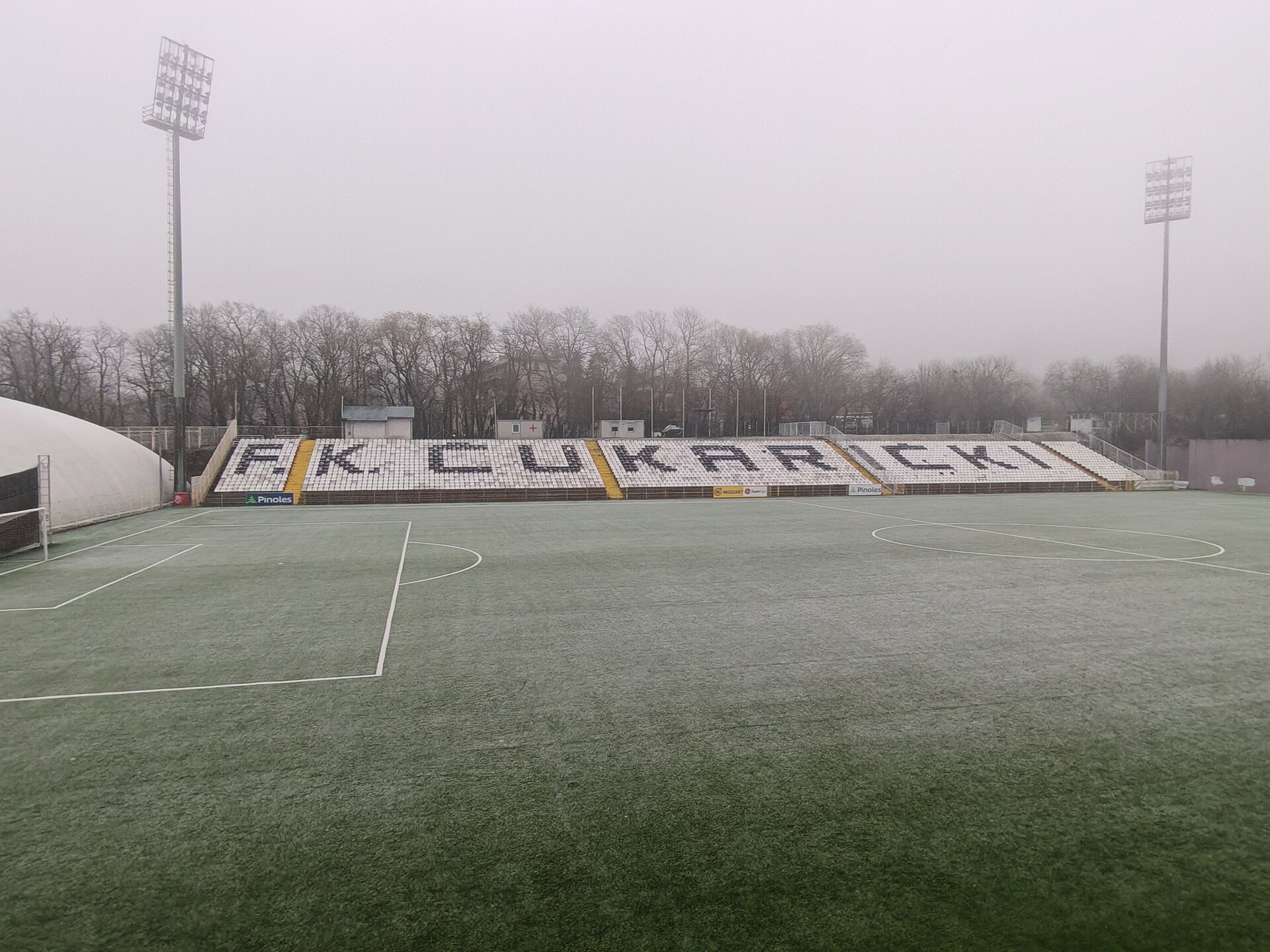 Alternate view on east stand of Čukarički Stadium during winter, February 2026