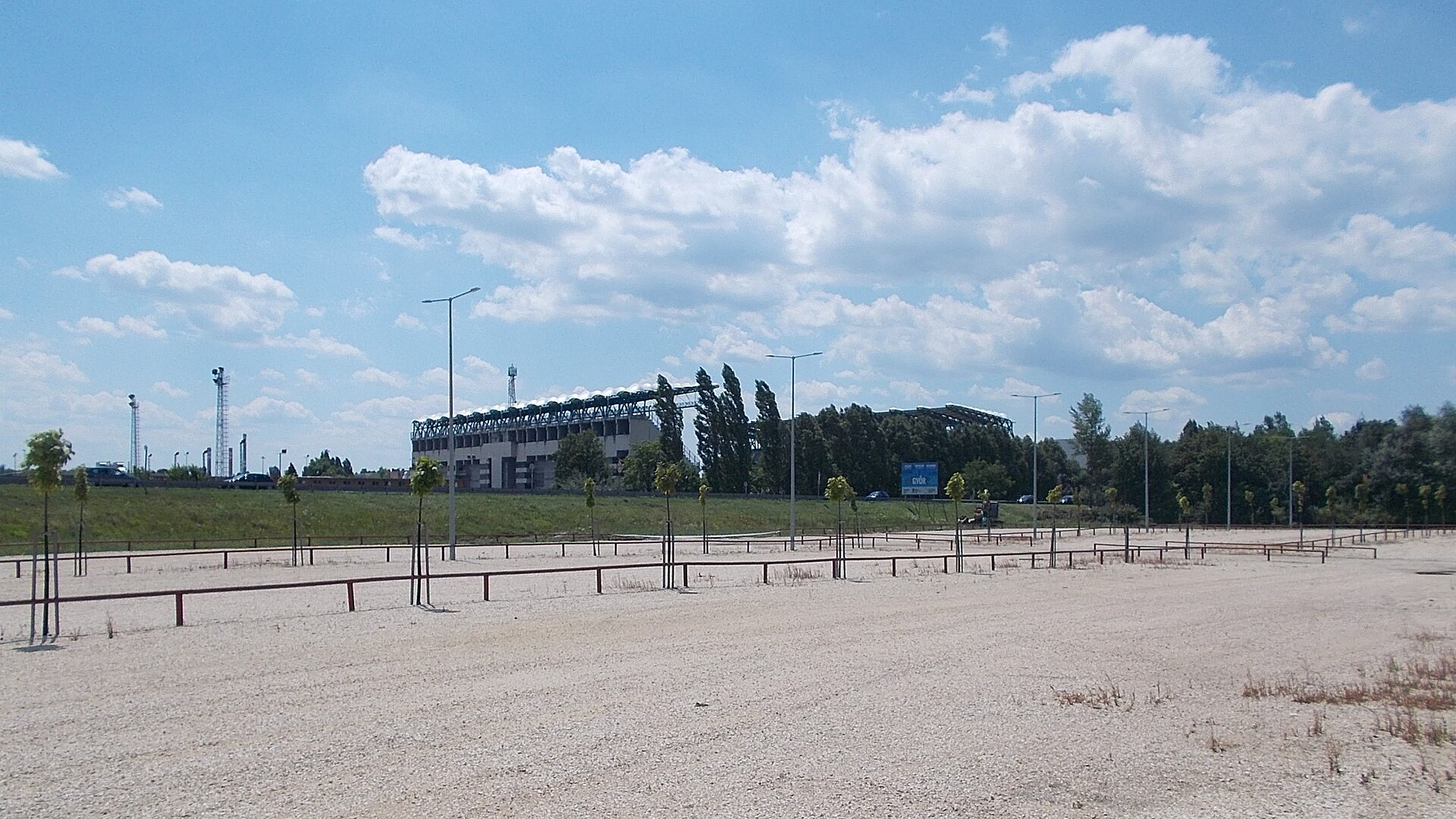 : Tóth László street car park ( Audi Aréna car park). ETO Park . - Gyárváros neighborhood, Győr , Győr-Moson-Sopron County , Hungary .