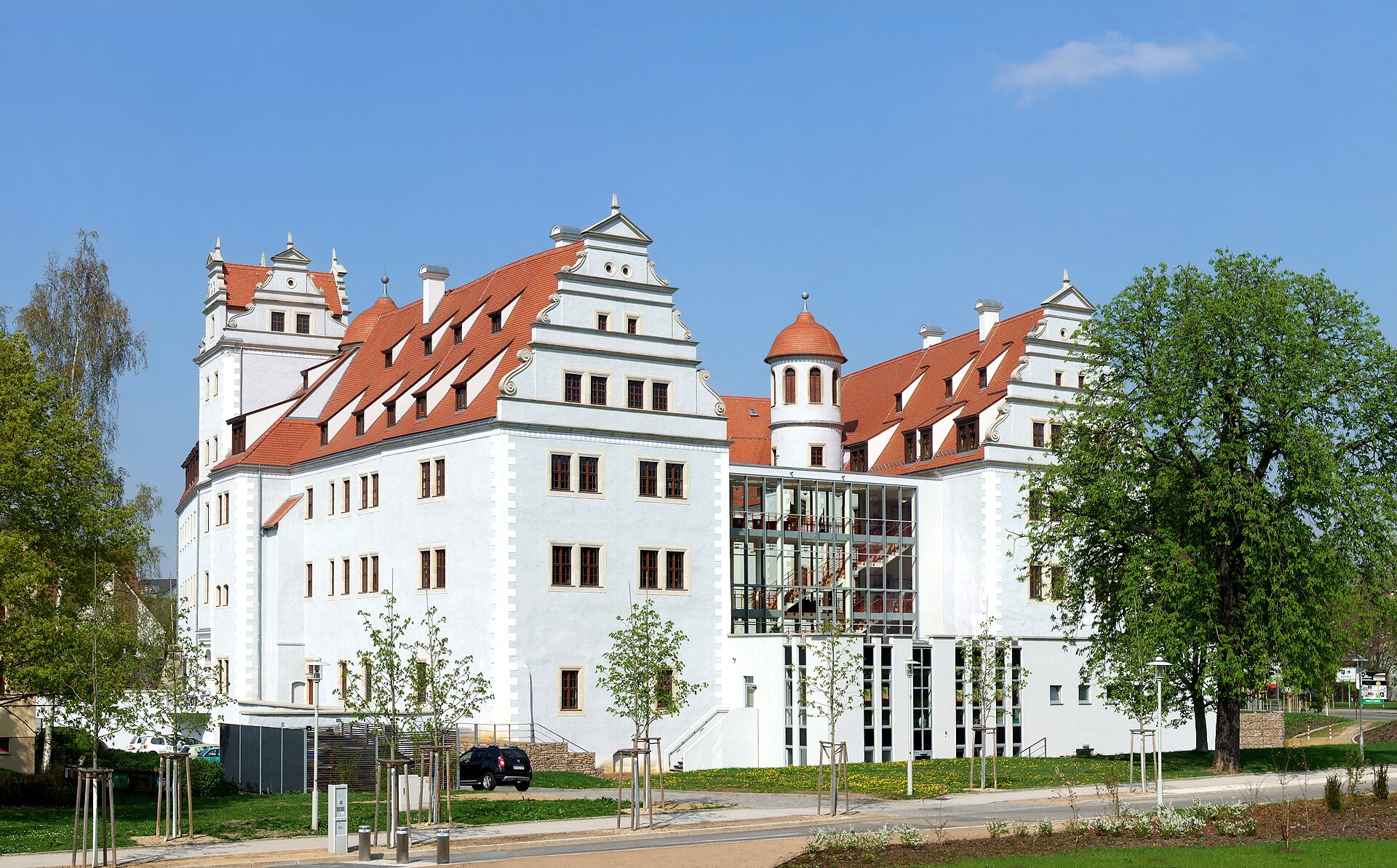 Schloß Osterstein in Zwickau/Sachsen. Das Bild wurde aus sechs Einzelbildern zusammengesetzt.