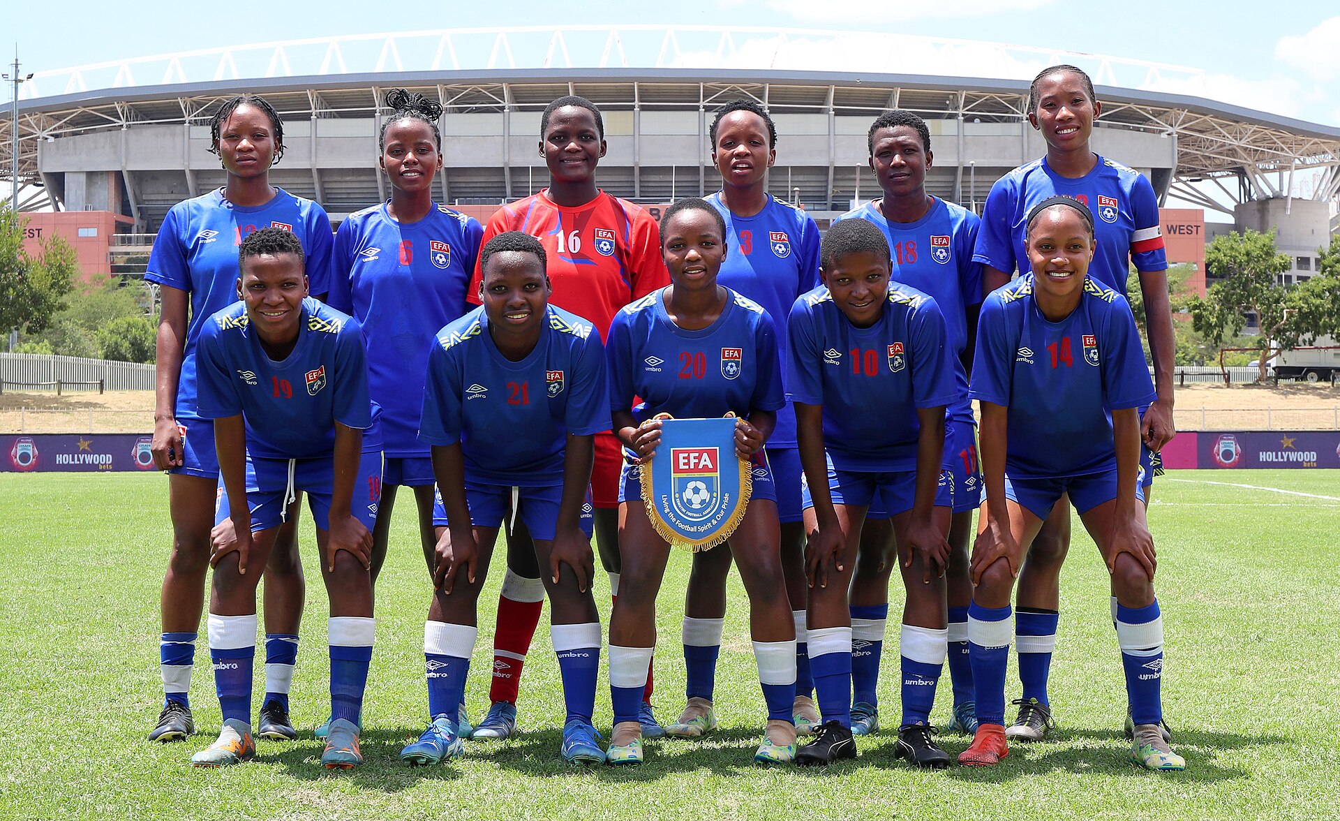 Eswatini team picture during the 2025 HOLLYWOODBETS COSAFA Womens Championship match between Eswatini and Zimbabwe at the Old Peter Mokaba Stadium, Polokwane on the 19 February 2026©Muzi Ntombela/BackpagePix
