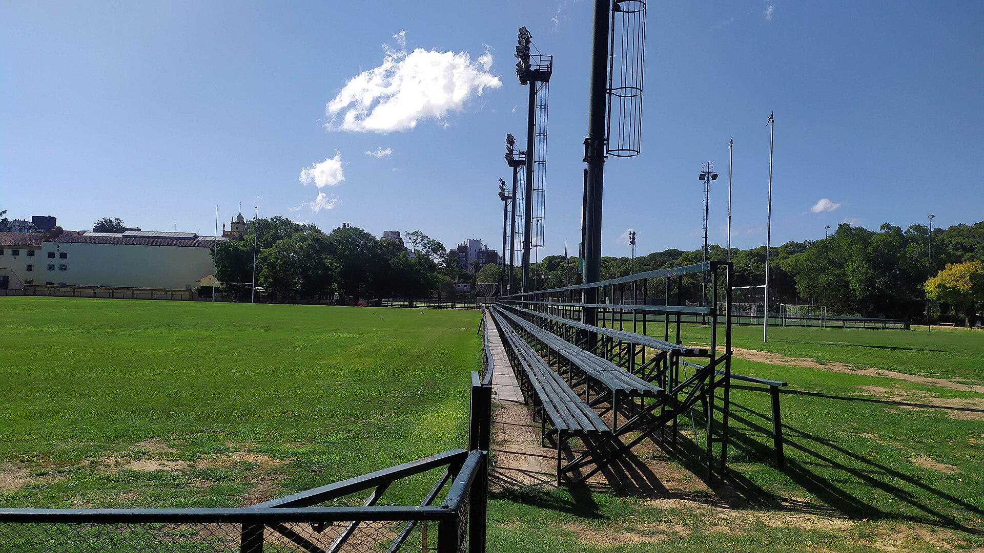 the main stadium at left, the auxiliary field, at right
