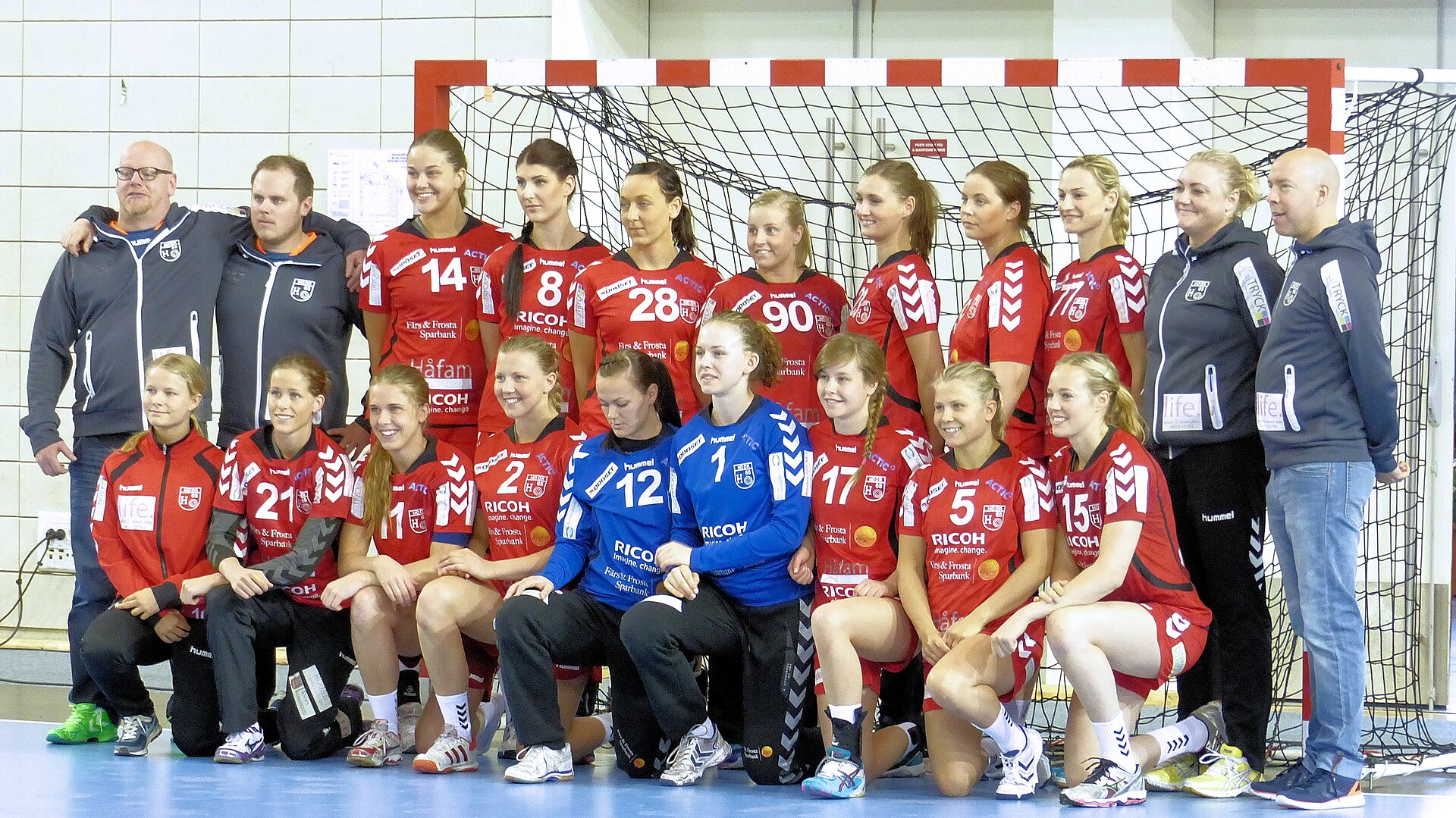 L'équipe suédoise de handball de H 65 Höör . Le 11 mai 2014 lors de la finale retour de la Coupe Challenge 2013 - 2014 à Issy Les Moulineaux .