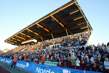 Grandstand at Nadderud station in Bærum, Norway during a league game between Stabæk and Strømsgodset