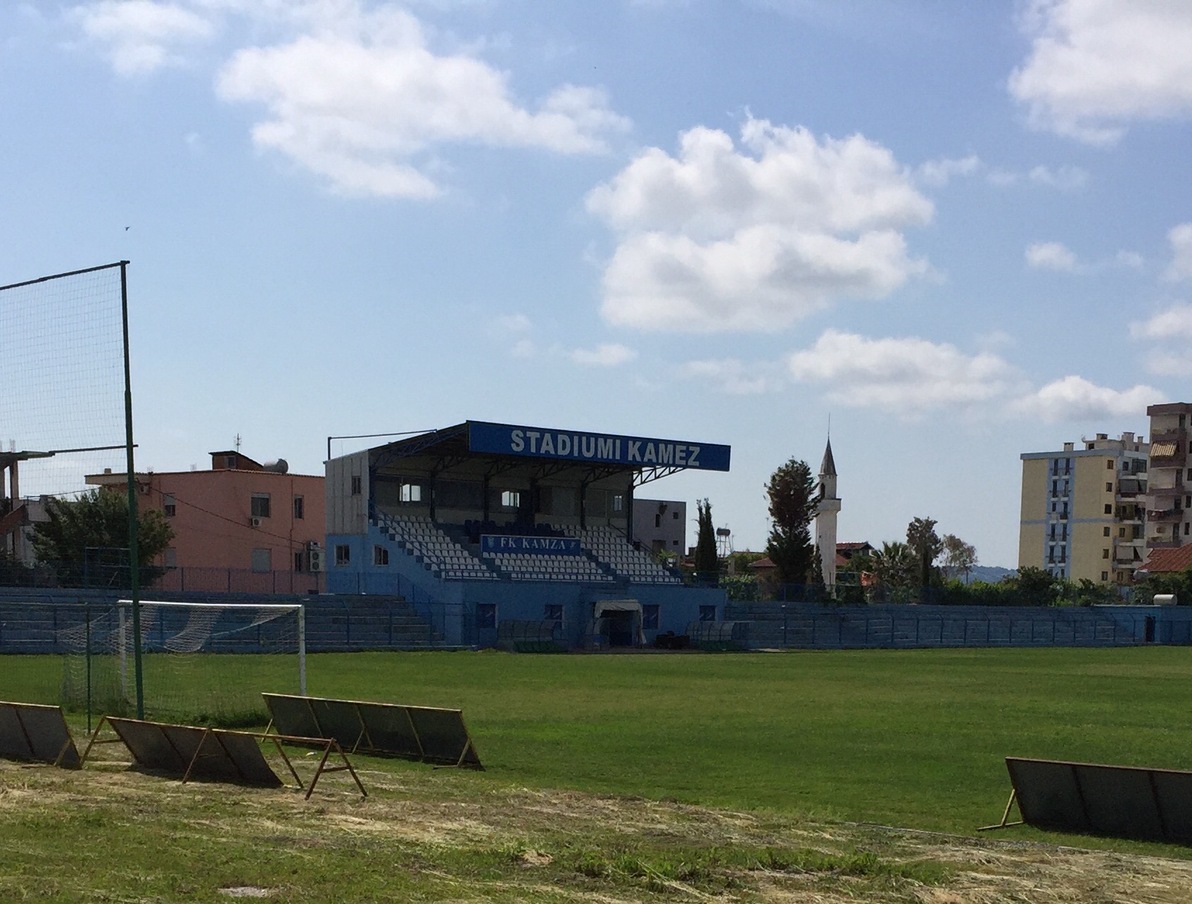 Photo of the Kamëz Stadium taken in 2016.
