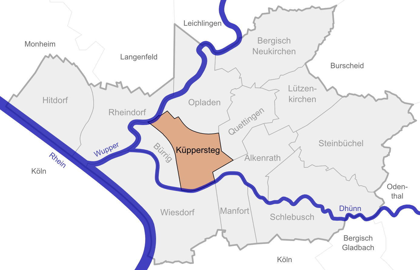 Lage von Küppersteg in Leverkusen