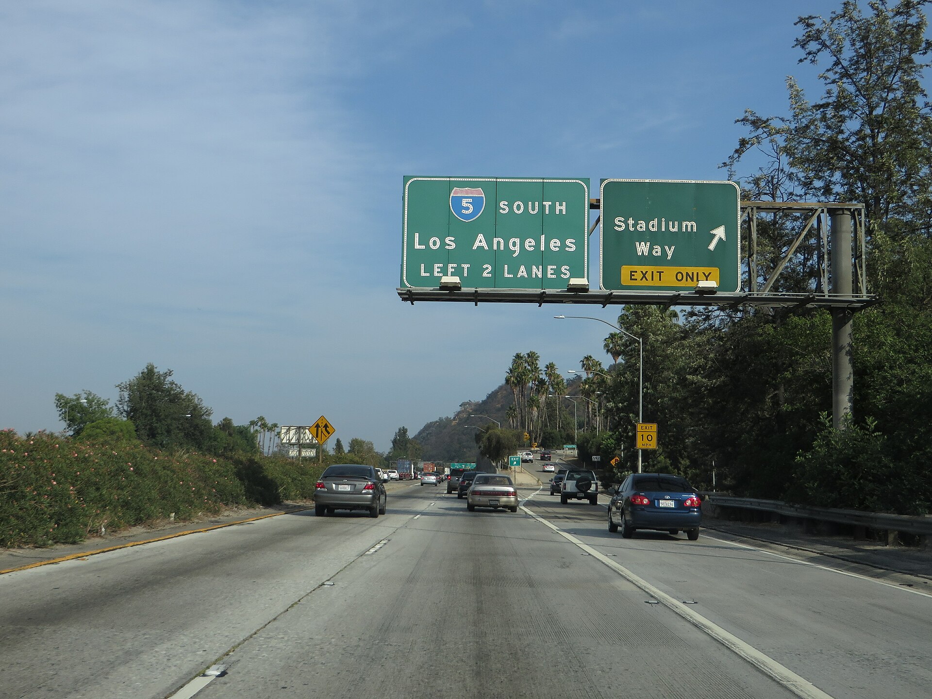 Interstate 5 (I-5) is a major north–south route of the Interstate Highway System in the U.S. state of California. It begins at the Mexico–United States border at the San Ysidro crossing, goes north across the length of California and crosses into Oregon south of the Medford-Ashland metropolitan area