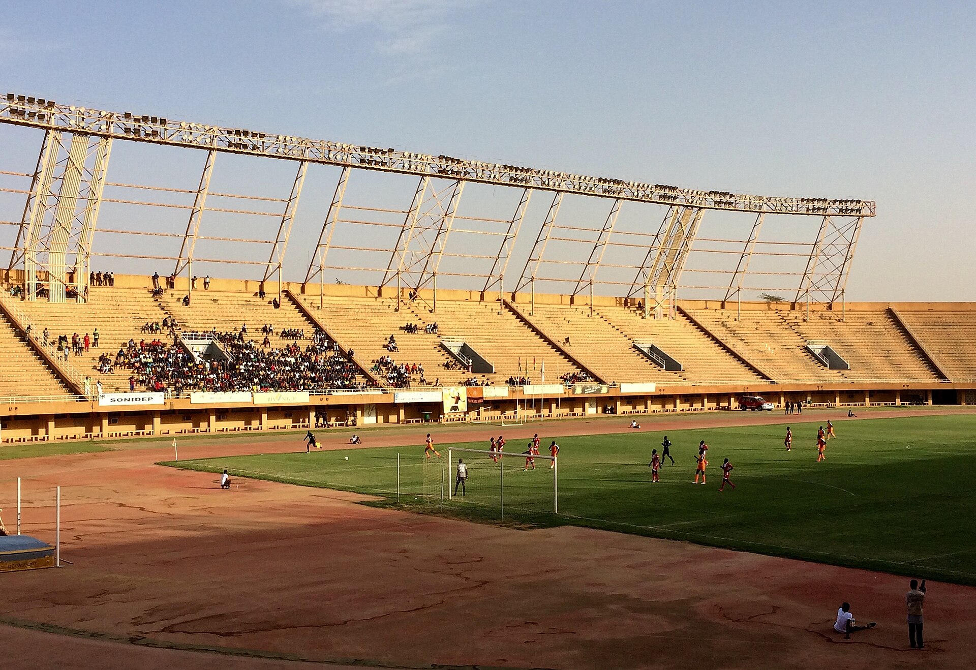 A soccer match in the General Seyni Kountché Stadium in Niamey, Niger