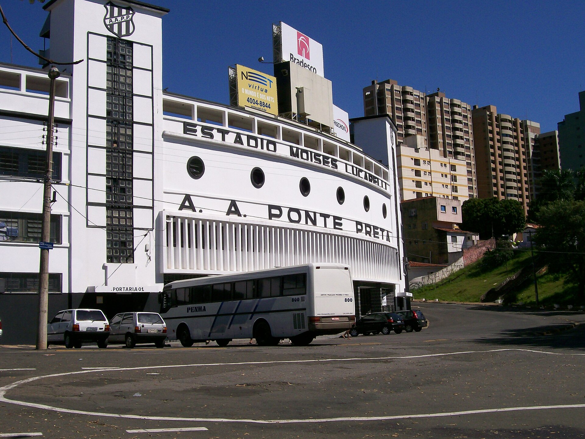 Façade of Moysés Lucarelli Stadium, in Campinas, Brazil