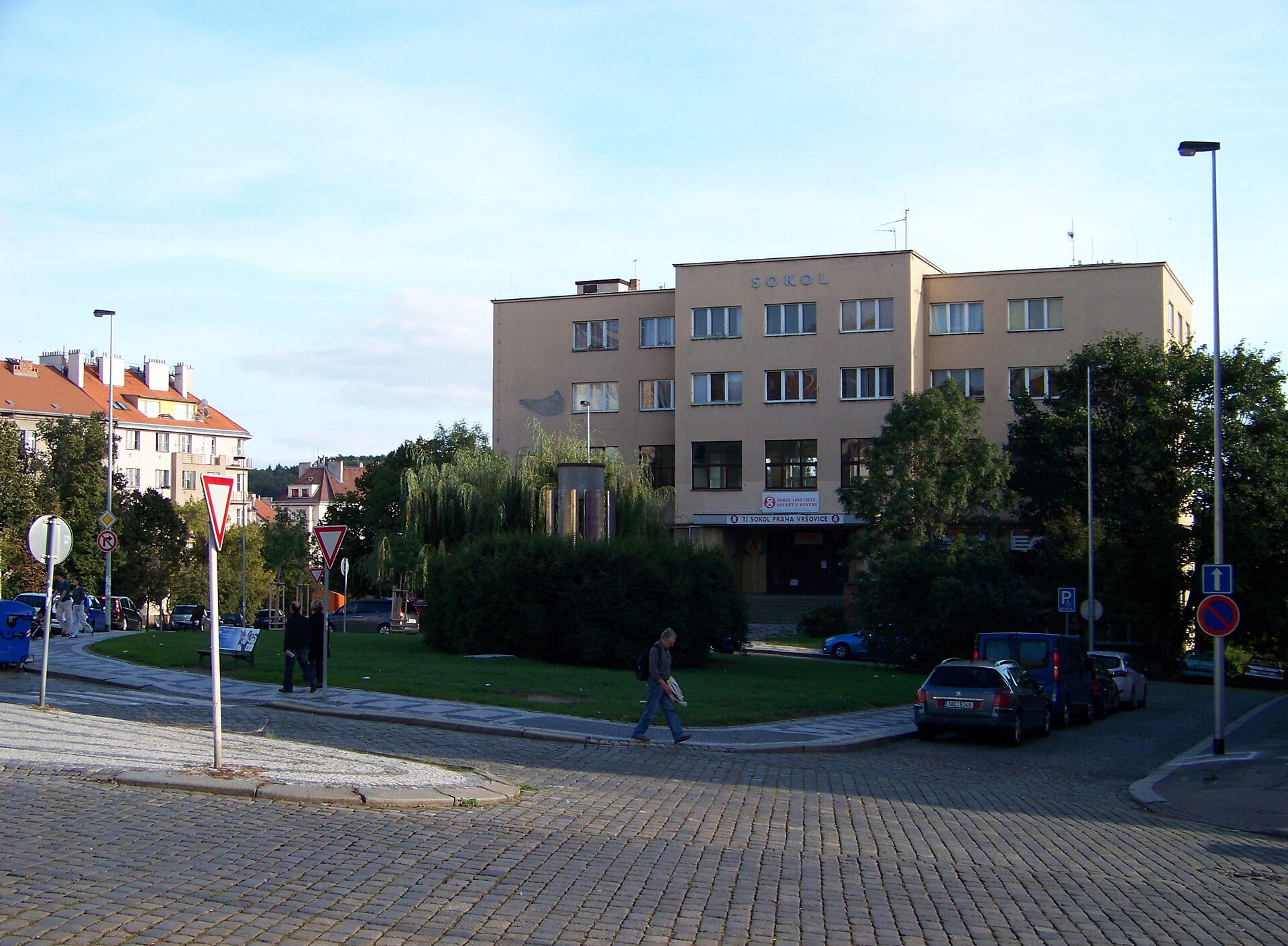 Prague - Vršovice , the Czech Republic . Vršovické náměstí 111/2 (Sportovní 111/3), a Sokol house.