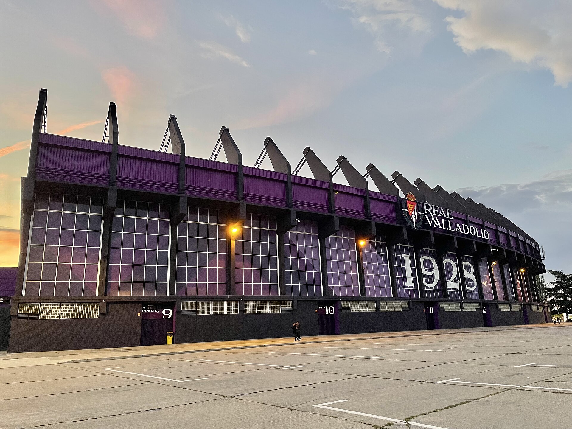 Facade of the José Zorrilla Stadium in Valladolid (Spain) seen from Avenida del Mundial 82.