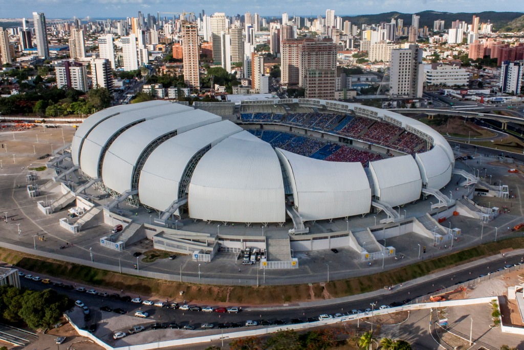 Estádio Arena das Dunas, em Natal, Brasil.